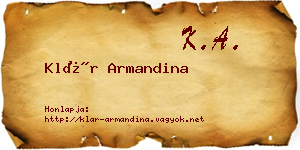 Klár Armandina névjegykártya